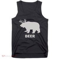 Deer Antlers + Grizzly Bear = Beer Funny Hunting Drinking Tank Top thumb 0