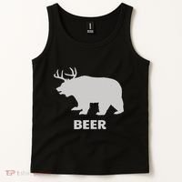 Deer Antlers + Grizzly Bear = Beer Funny Hunting Drinking Tank Top thumb 2