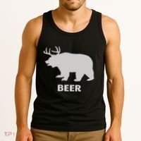Deer Antlers + Grizzly Bear = Beer Funny Hunting Drinking Tank Top thumb 3