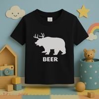 Deer Antlers + Grizzly Bear = Beer Funny Hunting Drinking Toddler T-Shirt thumb 3