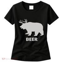 Deer Antlers + Grizzly Bear = Beer Funny Hunting Drinking Women's T-Shirt thumb 0