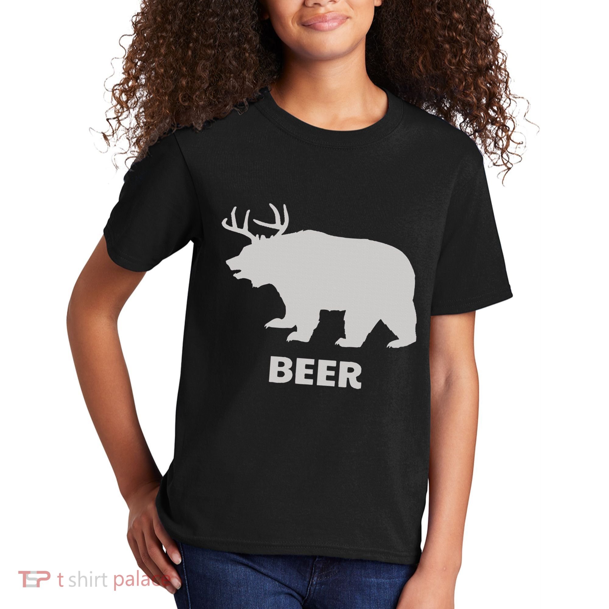 Deer Antlers + Grizzly Bear = Beer Funny Hunting Drinking Kids T-Shirt