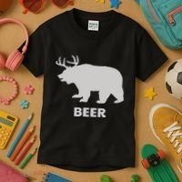 Deer Antlers + Grizzly Bear = Beer Funny Hunting Drinking Kids T-Shirt thumb 3