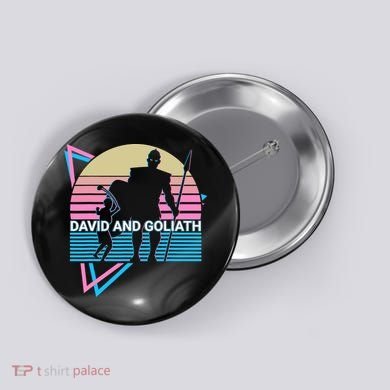 David And Goliath Christian Christianity Retro Button