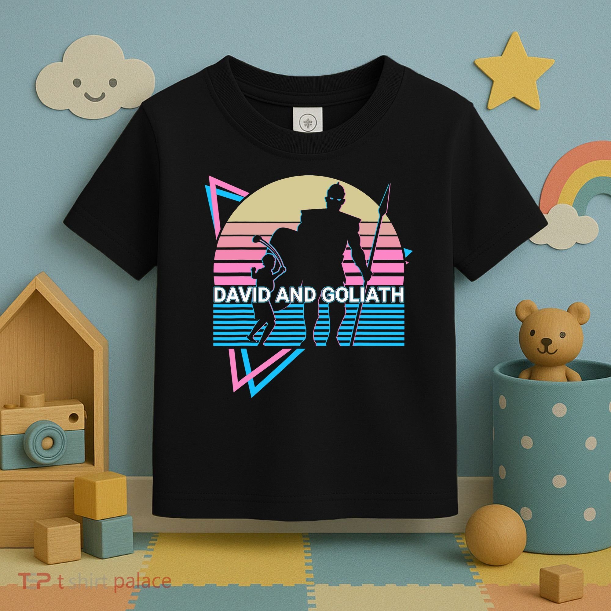 David And Goliath Christian Christianity Retro Toddler T-Shirt