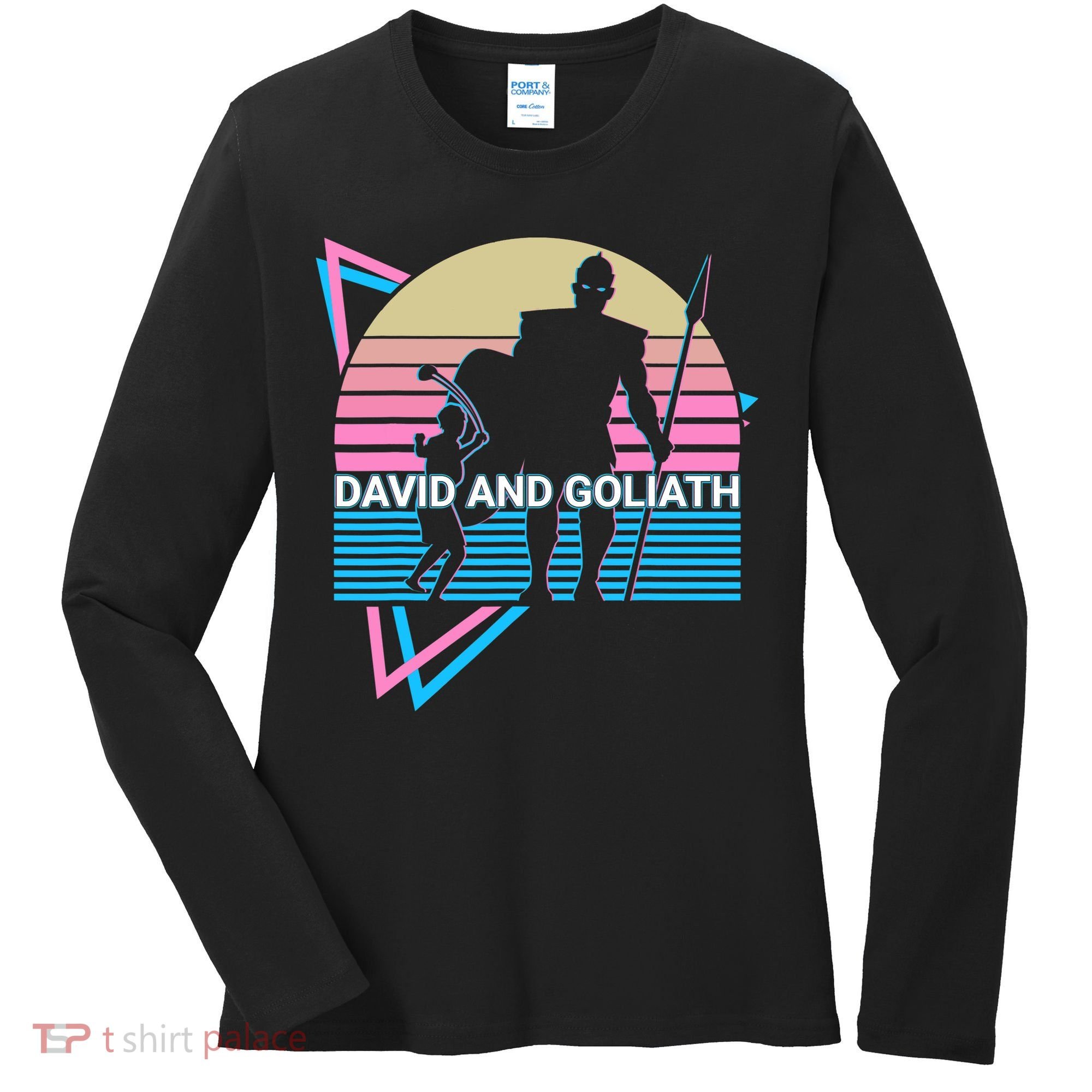 David And Goliath Christian Christianity Retro Women's Long Sleeve Shirt