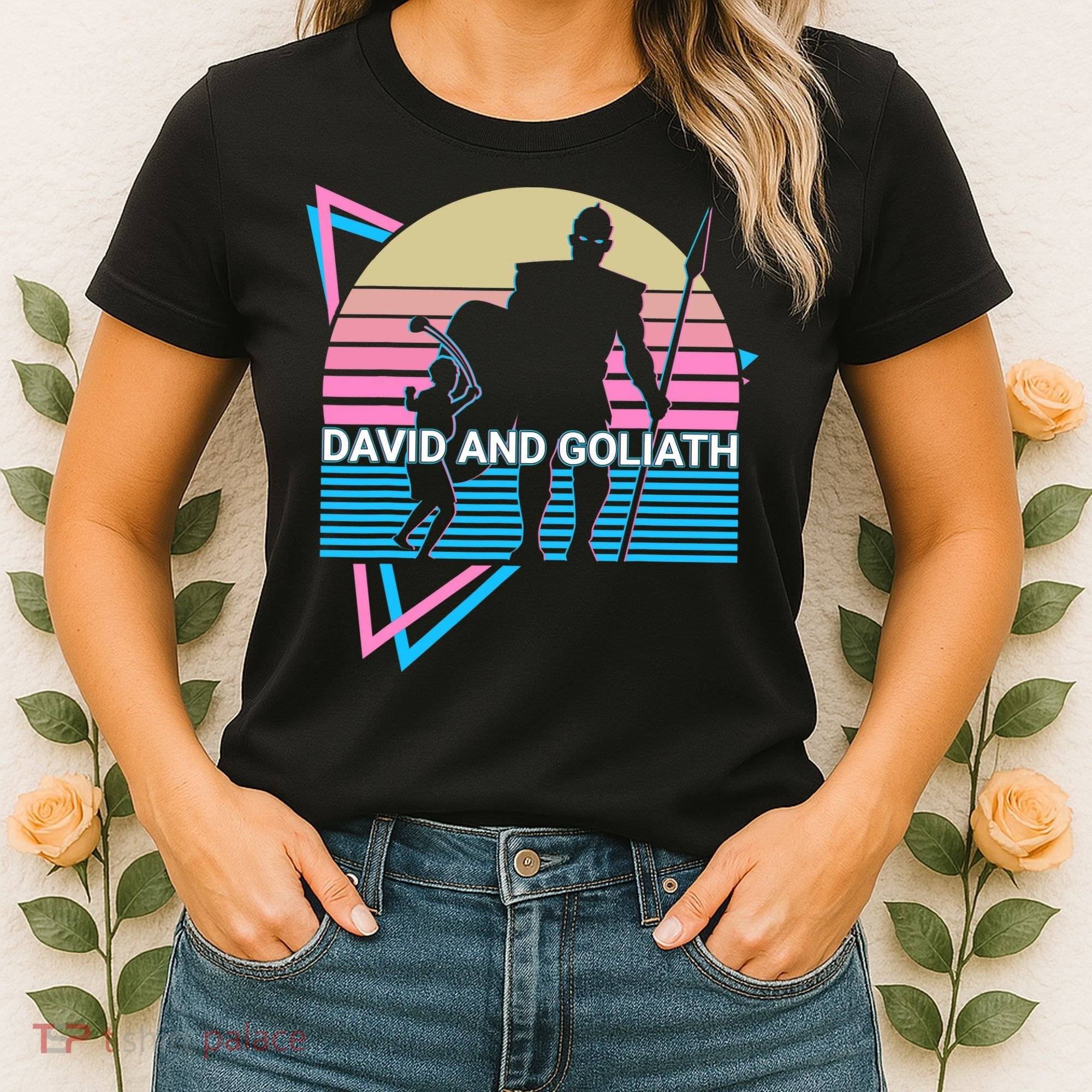 David And Goliath Christian Christianity Retro Women's T-Shirt