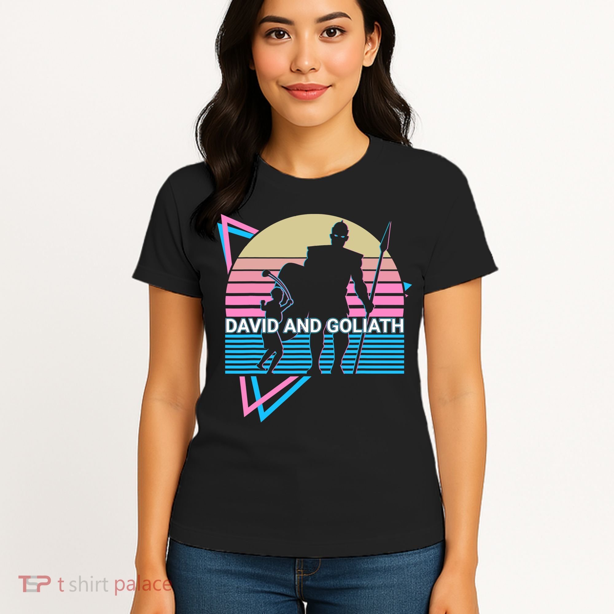 David And Goliath Christian Christianity Retro Women's T-Shirt