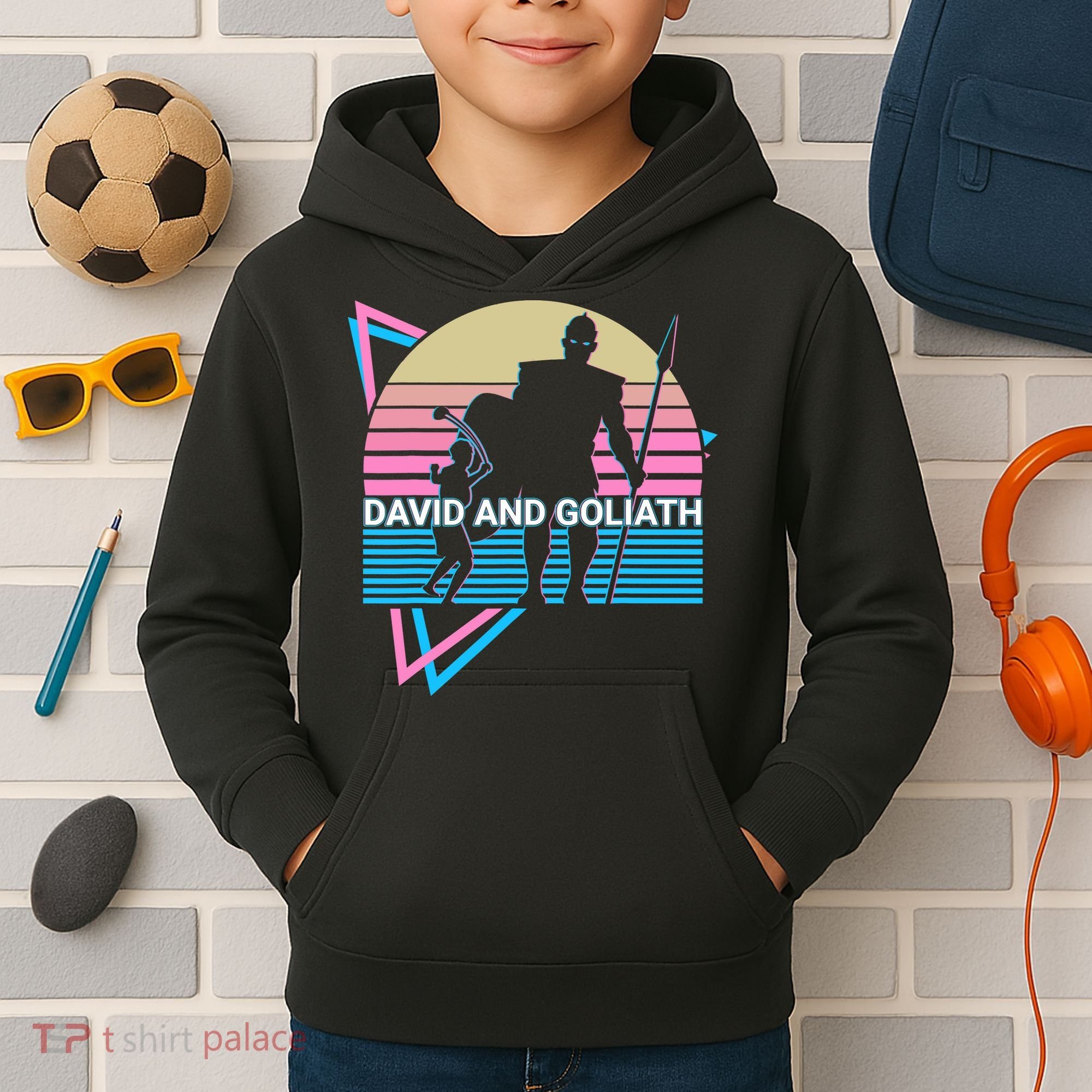 David And Goliath Christian Christianity Retro Kids Hoodie