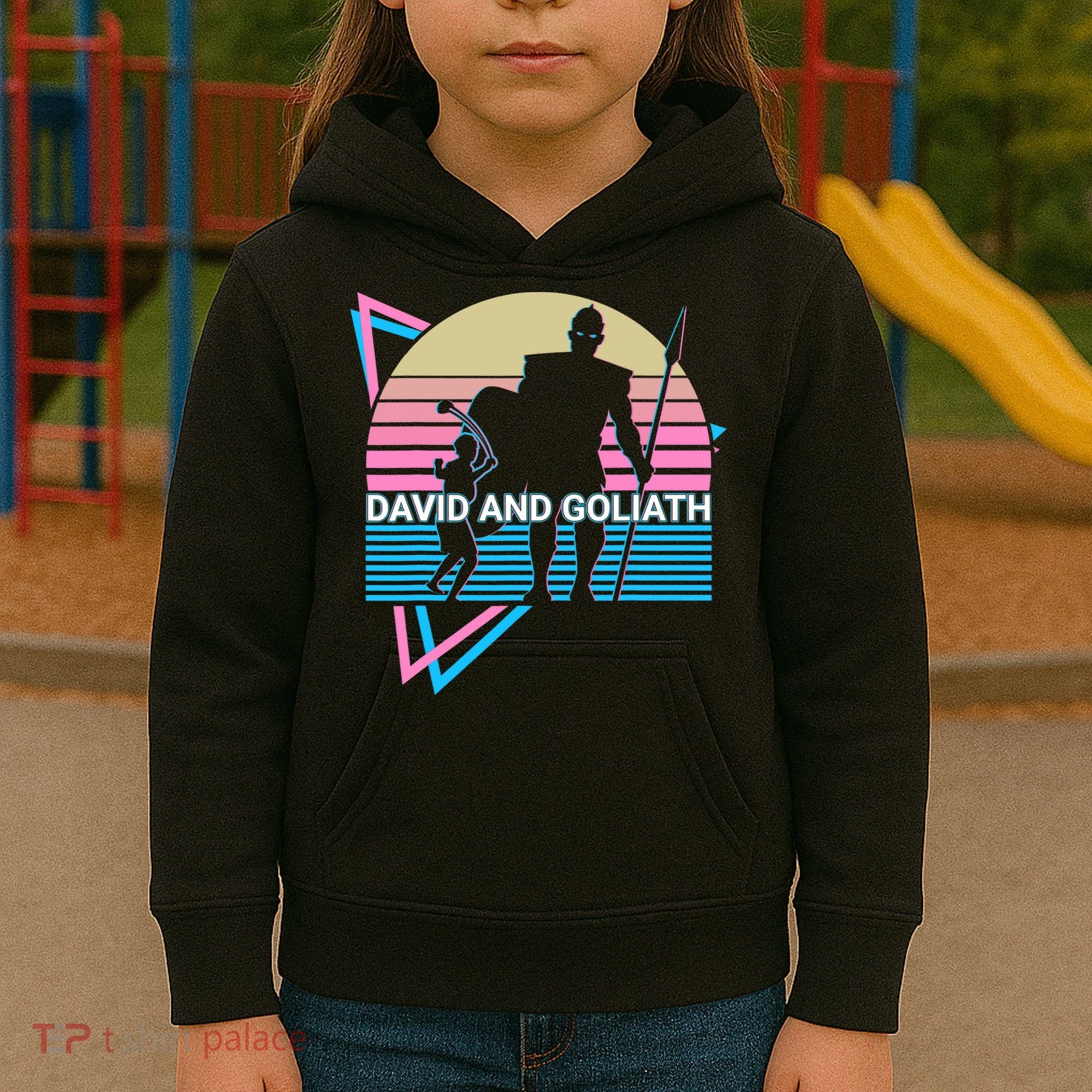 David And Goliath Christian Christianity Retro Kids Hoodie