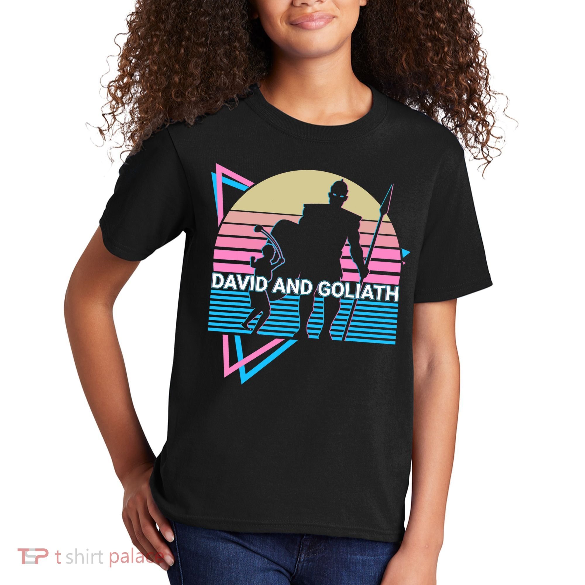 David And Goliath Christian Christianity Retro Kids T-Shirt