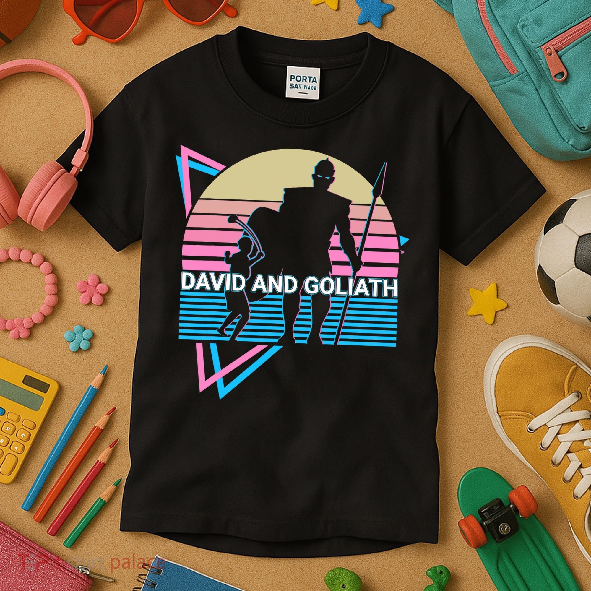 David And Goliath Christian Christianity Retro Kids T-Shirt