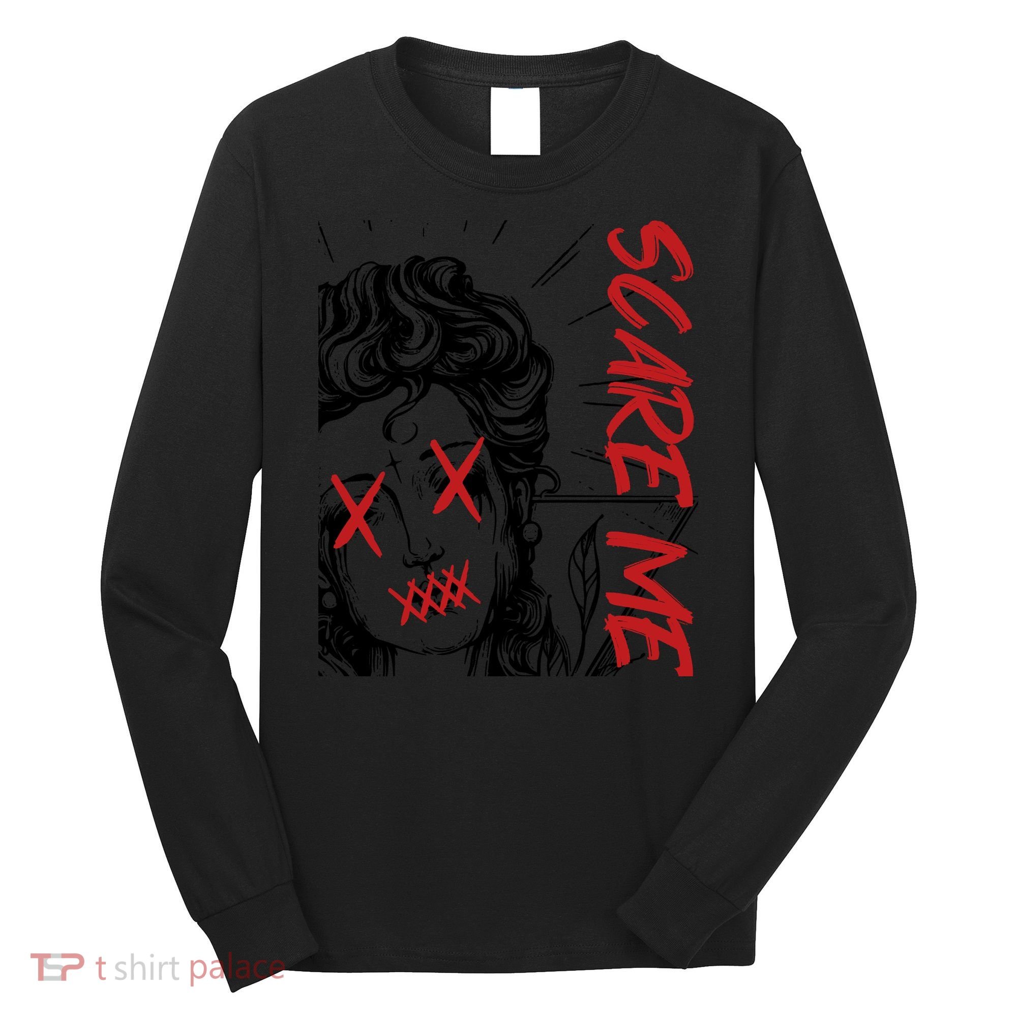 Dark Art Grunge Gothic Women Horror Graphic Long Sleeve Shirt