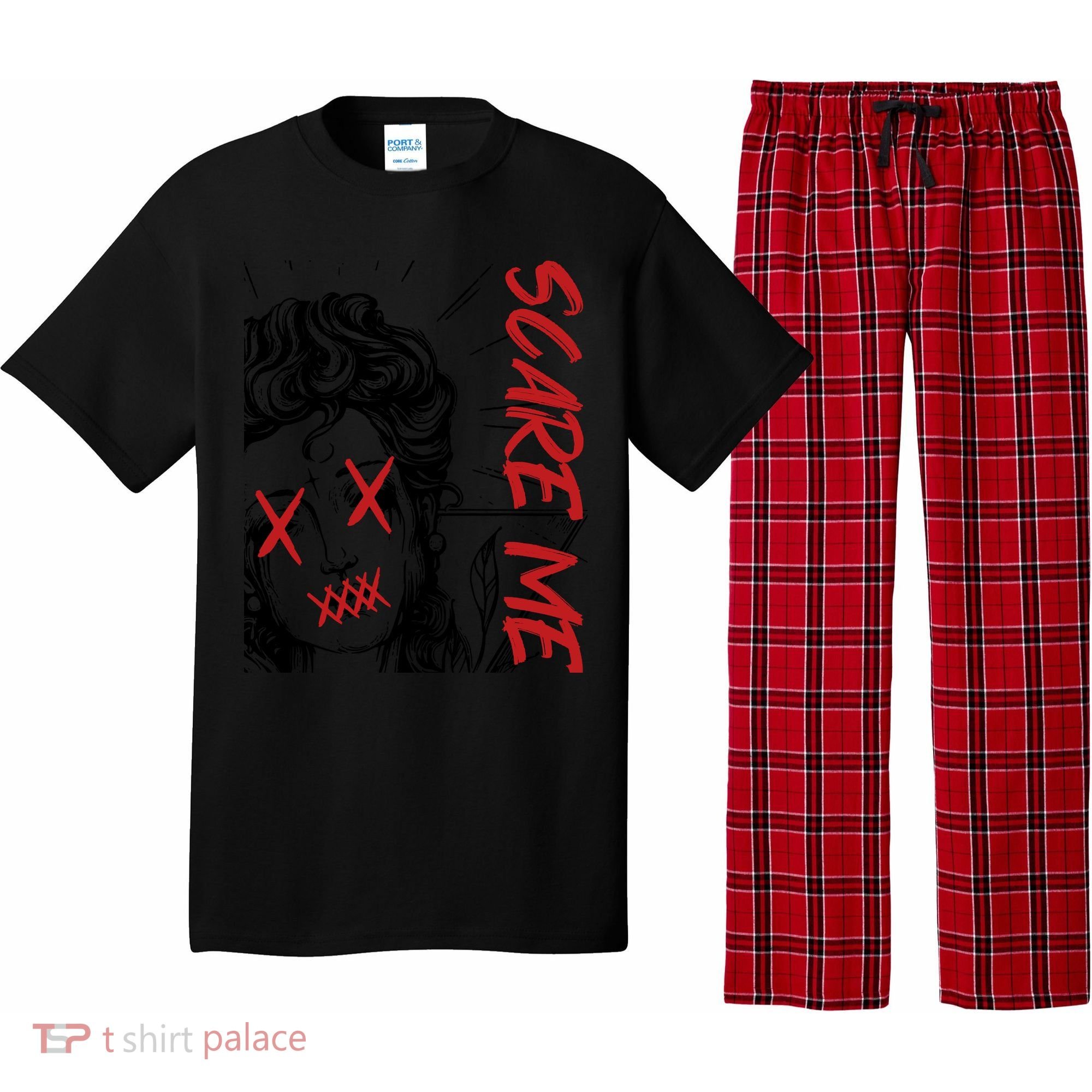 Dark Art Grunge Gothic Women Horror Graphic Pajama Set