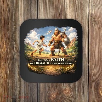 David And Goliath Christian Inspirational Coaster