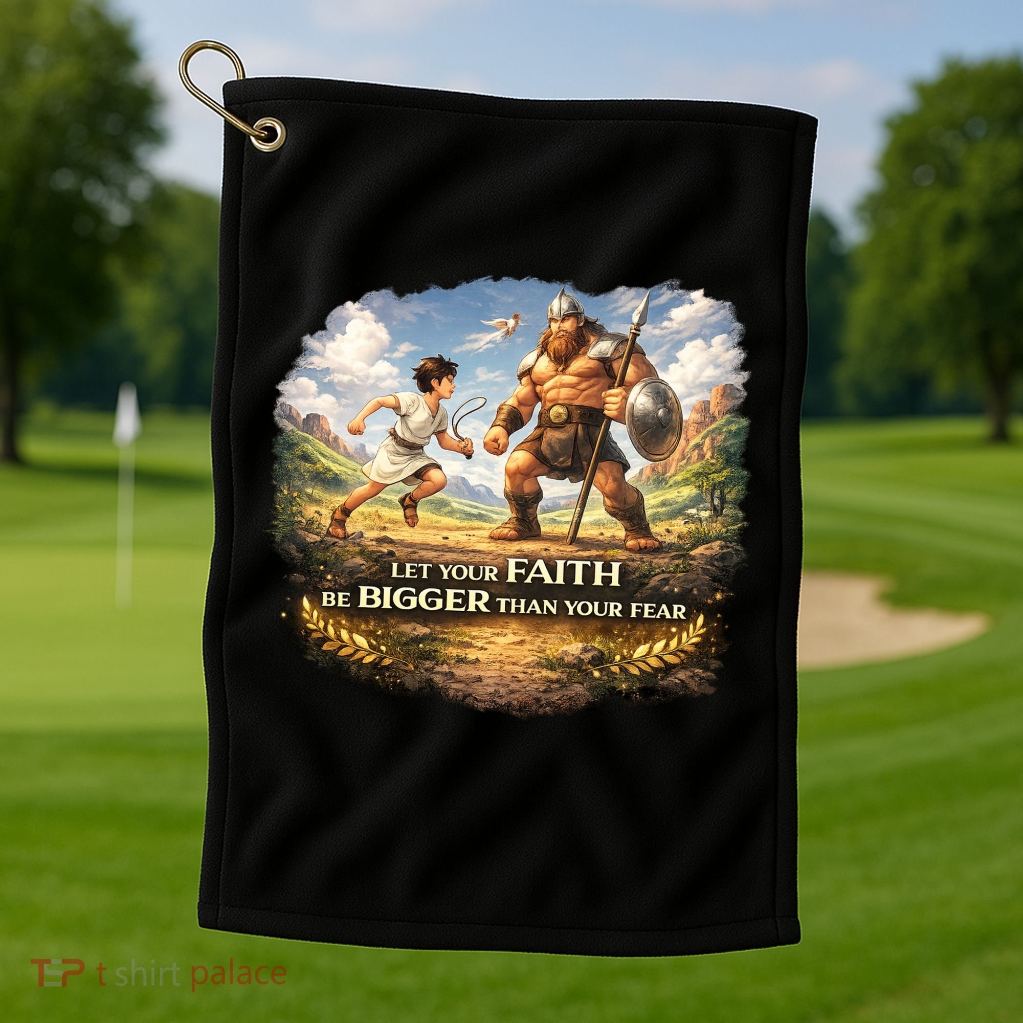 David And Goliath Christian Inspirational Golf Towel