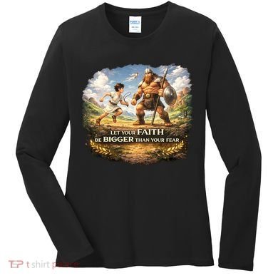 David And Goliath Christian Inspirational Women's Long Sleeve Shirt