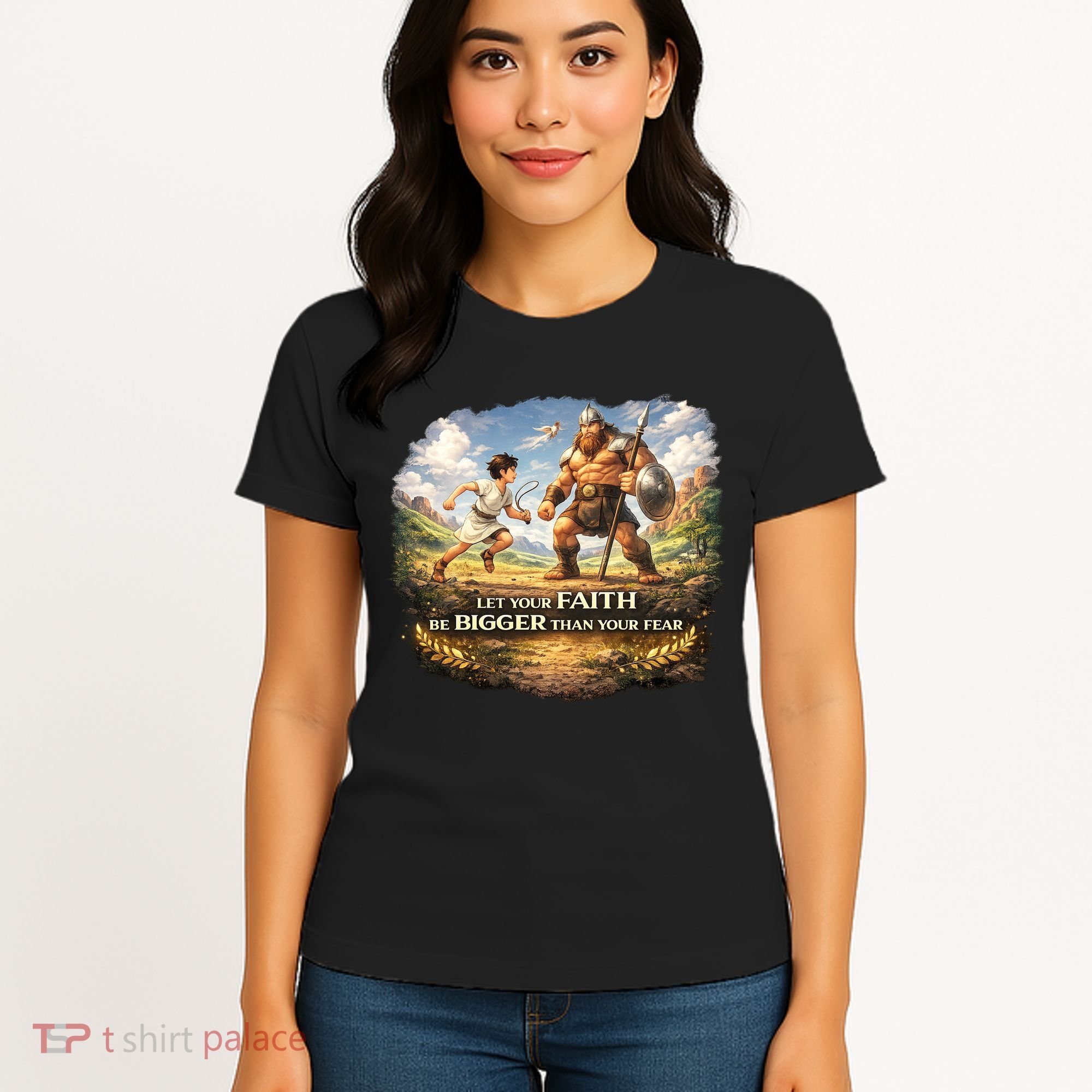 David And Goliath Christian Inspirational Women's T-Shirt