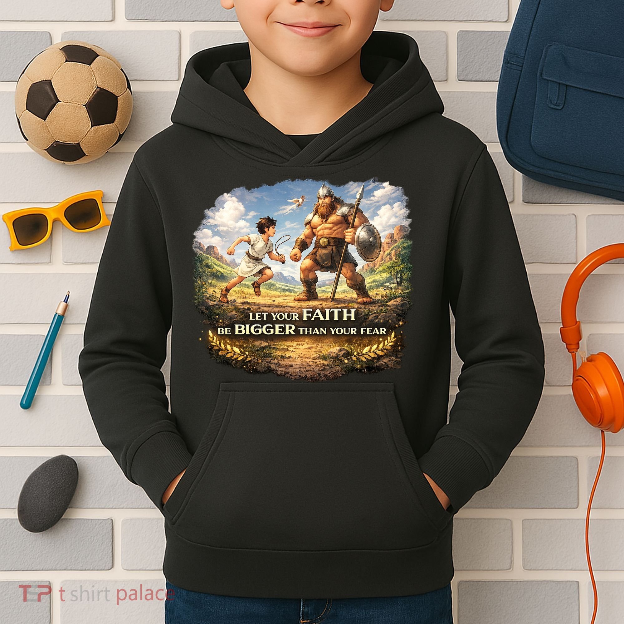 David And Goliath Christian Inspirational Kids Hoodie