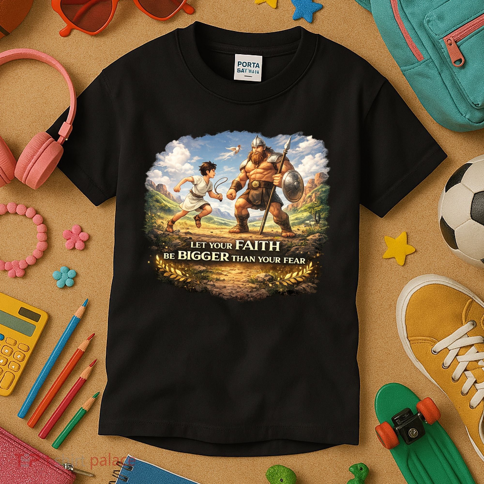 David And Goliath Christian Inspirational Kids T-Shirt