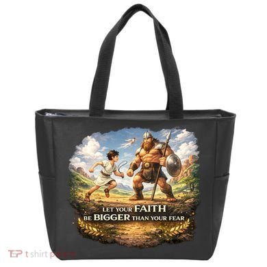 David And Goliath Christian Inspirational Tote Bag