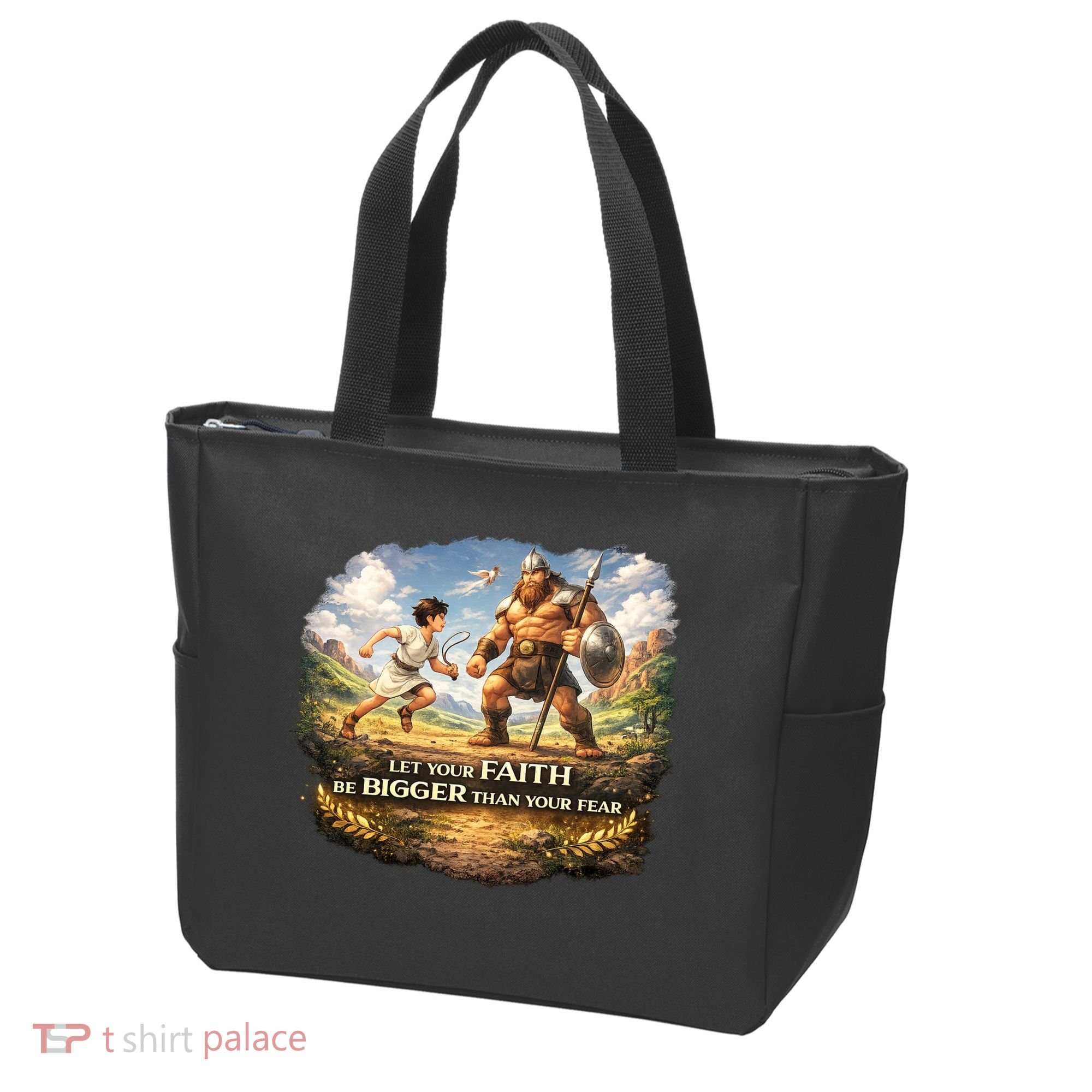 David And Goliath Christian Inspirational Tote Bag