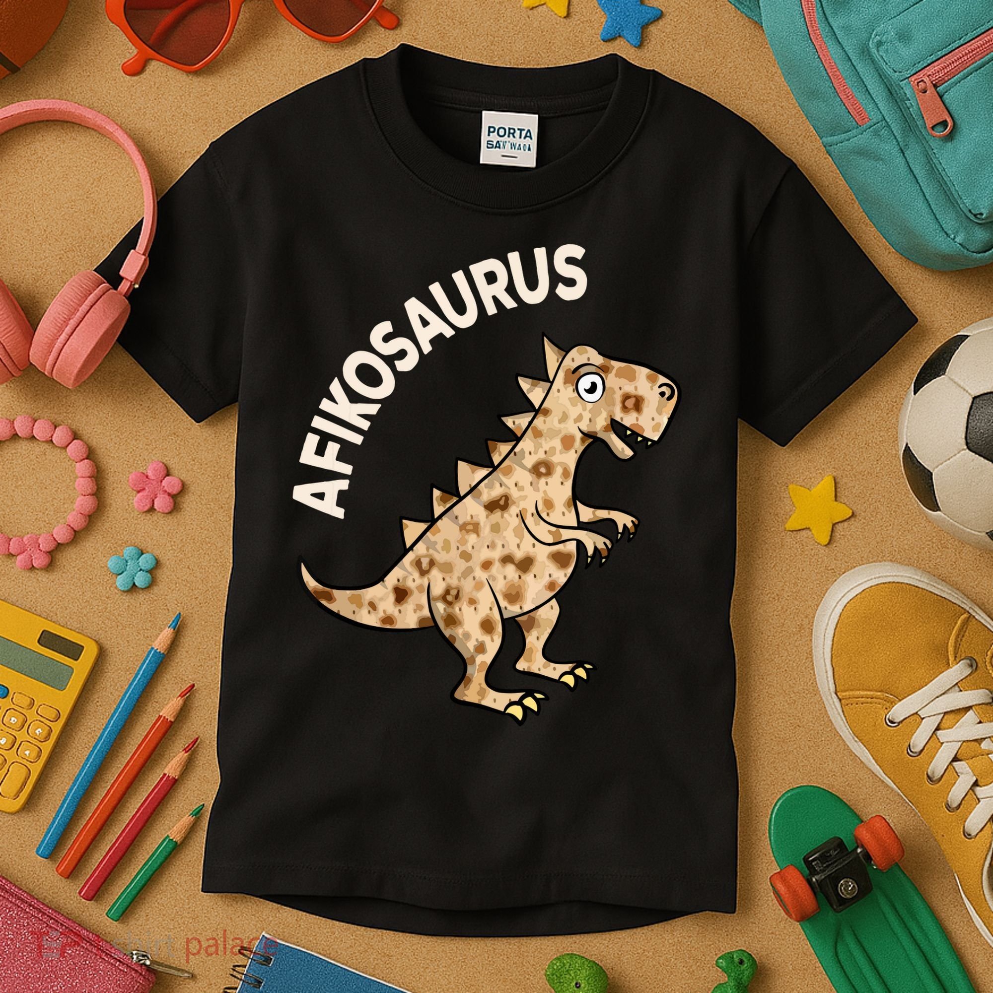 Dinosaur Afiko Hebrew Passover Jewish Funny Kids T-Shirt