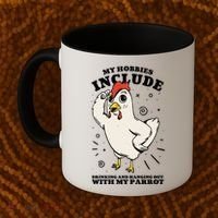 Drinking And Hanging Out With My Parrot Hobby Funny Coffee Mug thumb 2