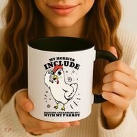 Drinking And Hanging Out With My Parrot Hobby Funny Coffee Mug thumb 3