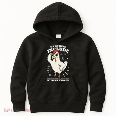 Drinking And Hanging Out With My Parrot Hobby Funny Kids Hoodie