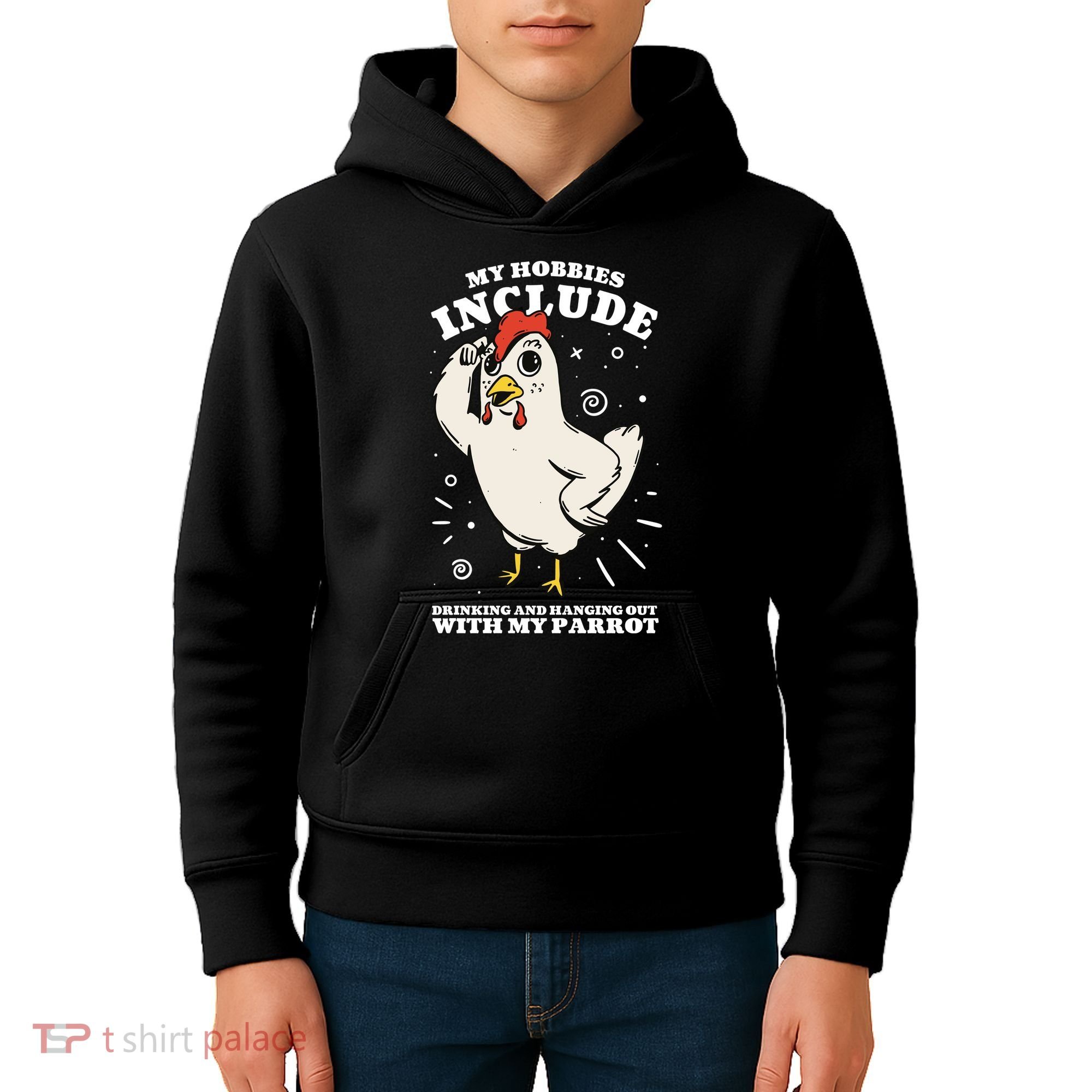 Drinking And Hanging Out With My Parrot Hobby Funny Kids Hoodie