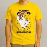 Drinking And Hanging Out With My Parrot Hobby Funny T-Shirt thumb 3
