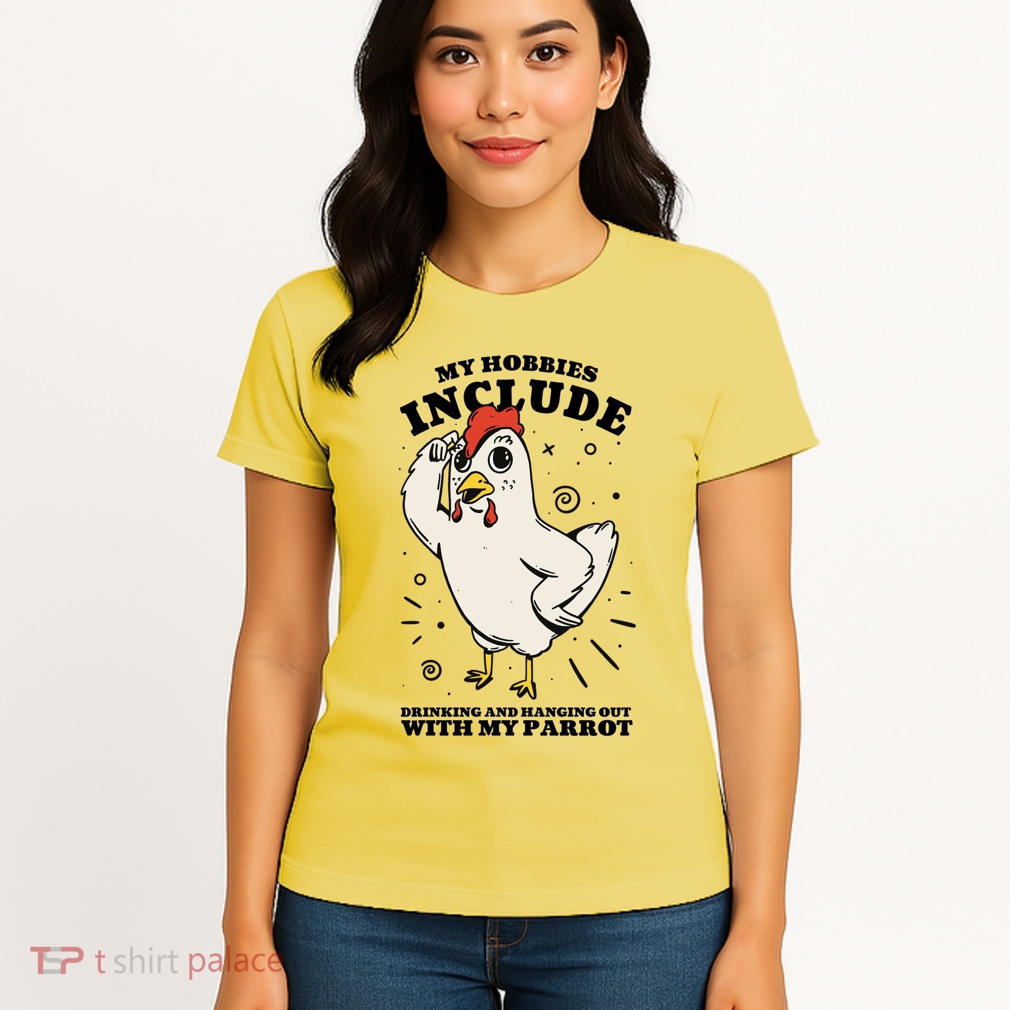Drinking And Hanging Out With My Parrot Hobby Funny Women's T-Shirt