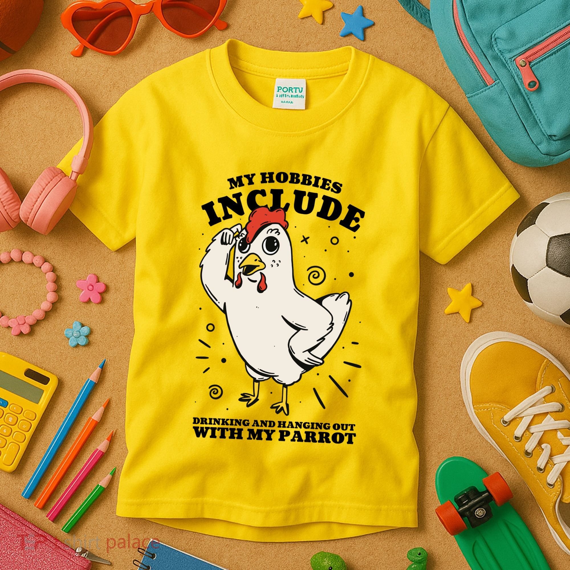 Drinking And Hanging Out With My Parrot Hobby Funny Kids T-Shirt