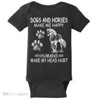 Dogs And Horses Make Me Happy Humans Make My Head Hurt Gift Baby Bodysuit thumb 0