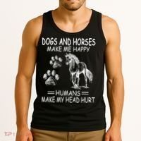 Dogs And Horses Make Me Happy Humans Make My Head Hurt Gift Tank Top thumb 3