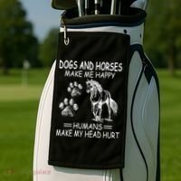 Dogs And Horses Make Me Happy Humans Make My Head Hurt Gift Golf Towel thumb 2