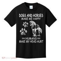 Dogs And Horses Make Me Happy Humans Make My Head Hurt Gift Kids T-Shirt thumb 0