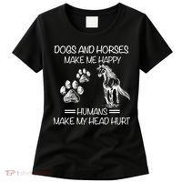 Dogs And Horses Make Me Happy Hu Make My Head Hurt Gift Women's T-Shirt thumb 0