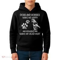 Dogs And Horses Make Me Happy Hu Make My Head Hurt Gift Kids Hoodie thumb 4