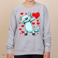 Dabbing Axolotl Heart funny Valentines Day Women's Sweatshirt thumb 0