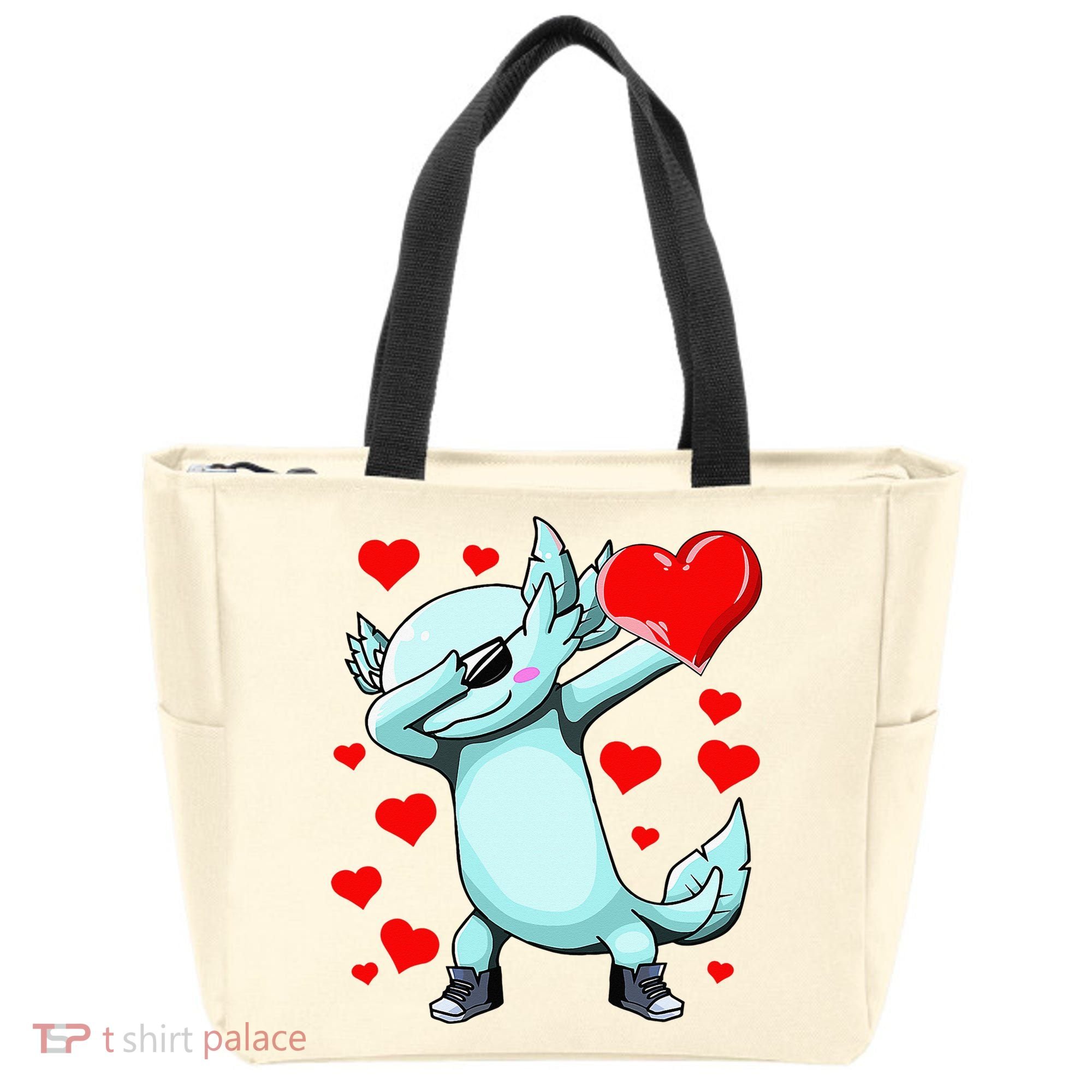 Dabbing Axolotl Heart funny Valentines Day Tote Bag