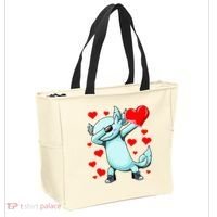 Dabbing Axolotl Heart funny Valentines Day Tote Bag thumb 2