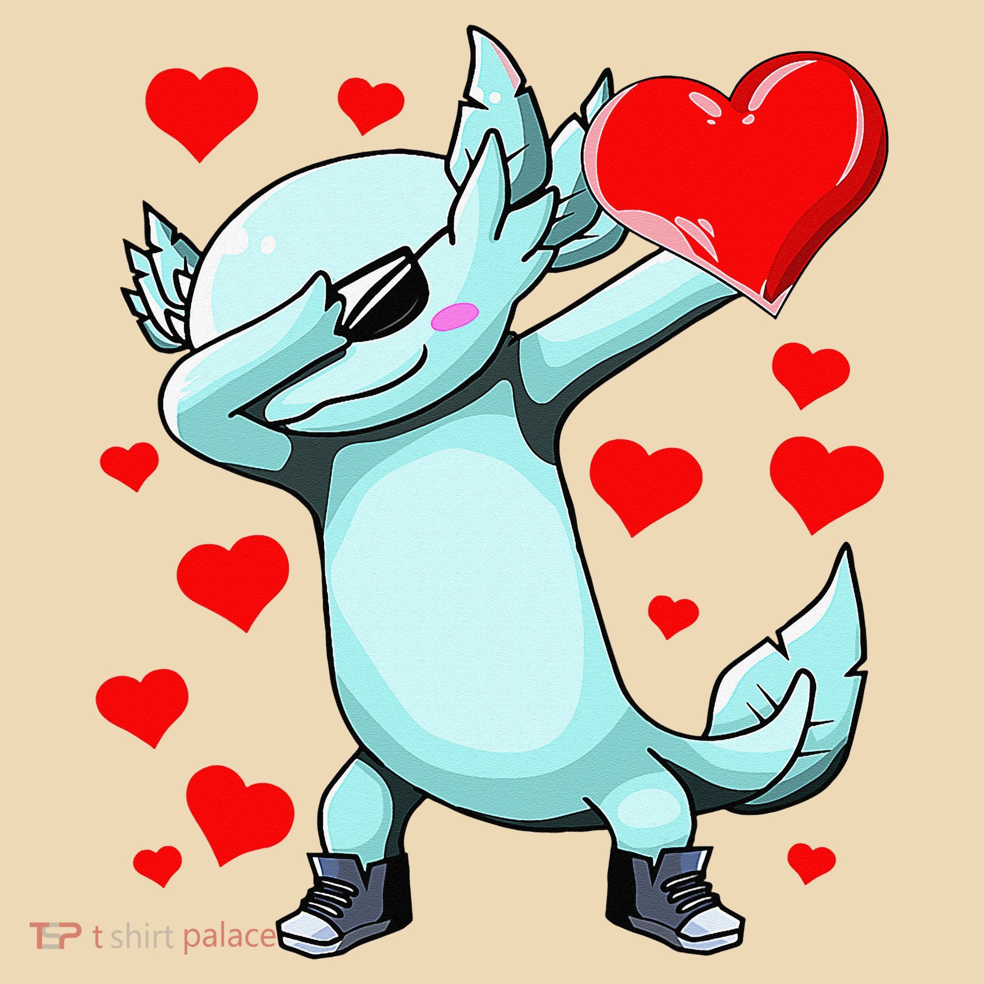 Dabbing Axolotl Heart funny Valentines Day Tote Bag