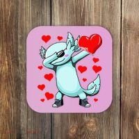 Dabbing Axolotl Heart funny Valentines Day Coaster thumb 0