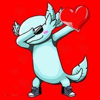 Dabbing Axolotl Heart funny Valentines Day Santa Hat thumb 1