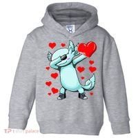 Dabbing Axolotl Heart funny Valentines Day Toddler Hoodie thumb 0