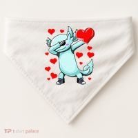 Dabbing Axolotl Heart funny Valentines Day USA-Made Doggie Bandana thumb 0