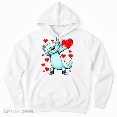 Dabbing Axolotl Heart funny Valentines Day Hoodie