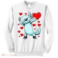Dabbing Axolotl Heart funny Valentines Day Sweatshirt thumb 0